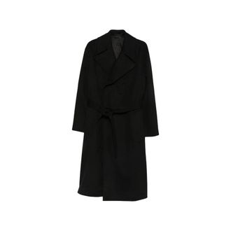 Caruso Geknoopte Jas - Heren - Jas met riem - Zwart - L - Wol - Jassen