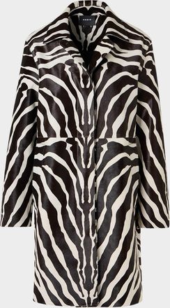 Akris Laron Zebra Print Pony Hair Single-Breasted Coat