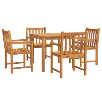 Berkfield Home 5 Piece Garden Dining Set Solid Wood Acacia in Brown
