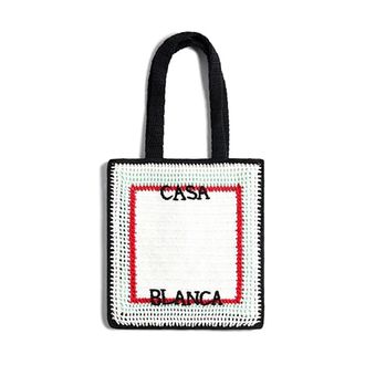 Casablanca Tote Bags, male, White, Size: ONE SIZE Crochet Tote Bag
