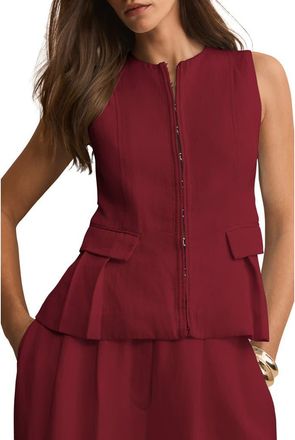 Mint Velvet Tailored Tie Back Waistcoat in Burgundy at Nordstrom, Size 10