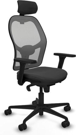 Piqueras y Crespo Piqueras Y Crespo - Jorquera Sincro Malla Gris Similpiel Gris Oscuro Brazos 3d Base Nailon Cabecero 2d Ruedas 65mm Nailon