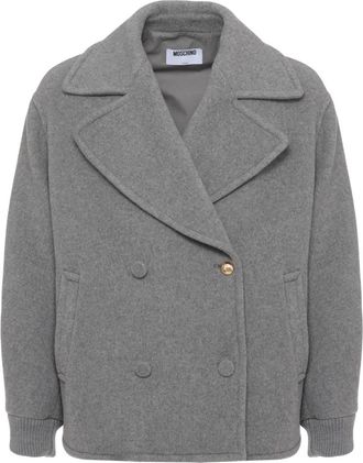 Moschino Double-Breasted Knit Sleeve Jacket - Heren - Mantel - Grijs - M - Jassen