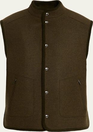 Loro Piana Mens Kelvin Wool and Cashmere Snap-Front Vest