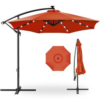 Best Choice Products 10ft Solar LED Offset Hanging Outdoor Market Patio Umbrella w/ Adjustable Tilt