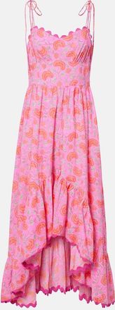 Juliet Dunn Asymmetric floral cotton midi dress