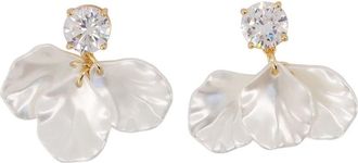 Self Portrait Crystal Pearl Petal Oorbellen - Dames - Oorbellen - Wit - ONE Size - Accessoires