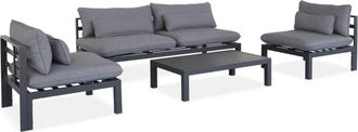 Sweeek Conjunto de muebles de jard&iacute;n de aluminio, 4 plazas, antracita