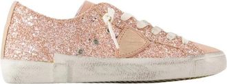 Philippe Model Roze Canvas Lage Sneakers - Dames - Sneakers - Roze - 39 EU - Leer - Schoenen