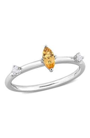 Delmar Sterling Silver Marquise Citrine & White Topaz Ring in Silver/Citrine at Nordstrom Rack, Size 5