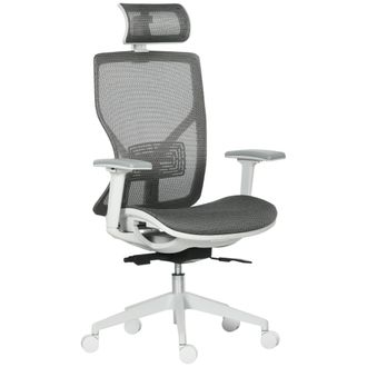 Vinsetto Vinsetto - Silla De Oficina Giratoria Ajustable En Altura Con Reposabrazos Reposacabezas Y Soporte Lumbar Regulables Respaldo Alto 67x65x120-128 Cm Gr