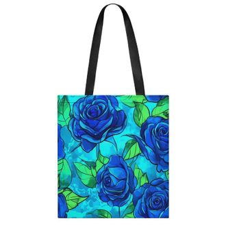 Generic Blue Roses Watercolor Womens Tote Casual Shopping Bag Lightweight Shoulder Bags Hobos Handbag for Work Travel Daily 35x40cm