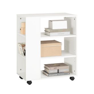 SoBuy Mesa Auxiliar Con 3 Estantes, Consola,mesita De Noche Con Ruedas Fbt68-w Sobuy Es