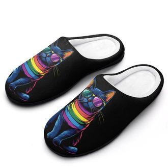 Generic Colorful Cats Womens Slippers Warm House Slippers Indoor House Shoes with Anti-Skid Rubber Sole