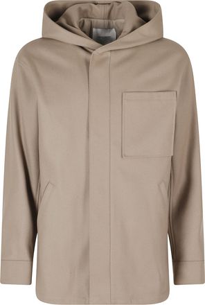 Paolo Pecora Short Hooded Jacket In Soft Wool Blend