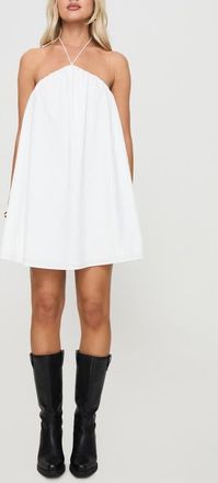 Princess Polly Peaco Halter Cotton Mini Sundress in White at Nordstrom, Size 12