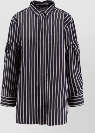 sacai shirt striped design pointed collar pocket