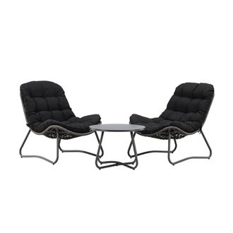 ebuy24 Conjunto de sal&oacute;n cala 2 sillones, 1 mesa de centro color antracita