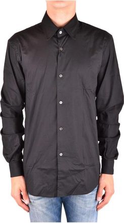 Costume National Klassiek T-shirt met ronde hals- lange mouwen en knoopsluiting - Heren - Casual Overhemden - Zwart - M - Katoen - Overhemden