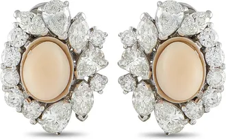 Luxury Bazaar 18K White Gold 6.0ct Diamond and Conch Pearl Clip-On Earrings MF18-062526