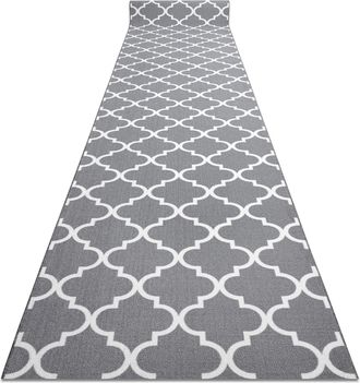 RugsX Rugsx - Alfombra De Pasillo Con Refuerzo De Goma 100 Cm Enrejado Tr&eacute;bol Marroqu&iacute; Gris Trellis 30352 Grey 100x1200 Cm