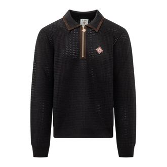 Casablanca Waffle Stitch Polo - Heren - Polos - Zwart - XL - Tops