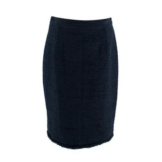 Chanel Black & Blue Boucle Tweed Pencil Skirt Size M