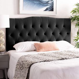 Casa Emia Black Plush Double 26 inch Strutted Headboard