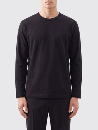 Yohji Yamamoto T-shirt a maniche lunghe in cotone con scollo a girocollo e spalle regolari