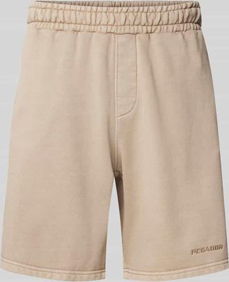 Pegador Regular Fit Sweatshorts mit Label-Detail in Beige, Gr&ouml;&szlig;e XS
