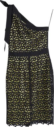 Moschino Boutique Moschino One-Shoulder Macrame Lace Dress In Black Polyester