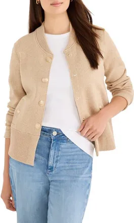 Nic+Zoe Knit Bomber Jacket in Jute at Nordstrom, Size Xx-Large
