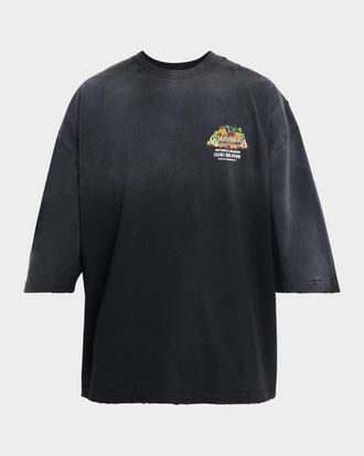 Willy Chavarria Mens Chavarria Fresh Distressed Oversized T-Shirt