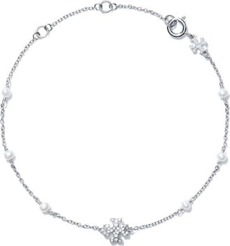 Tory Burch Delicate Kira Cultured Pearl Station Bracelet in Tory Silver /Crystal /Pearl at Nordstrom