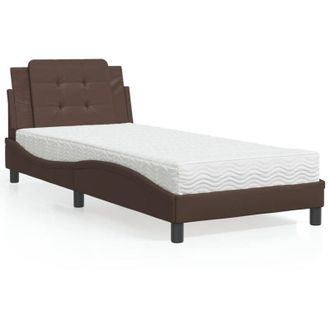 vidaXL Cama Con Colch&oacute;n Cuero Sint&eacute;tico Marr&oacute;n 90x190 Cm Vidaxl