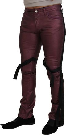 Dolce & Gabbana Magenta Cotton Men Casual Harness Denim Jeans Pink Elastane Clothing
