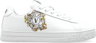 Versace Jeans Couture Sneakers met Gedrukt Logo - Dames - Sneakers - Wit - 37 EU - Leer - Schoenen