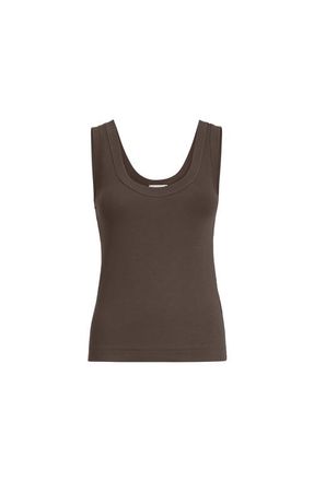 Brunello Cucinelli Ribbed jersey top in Brown at Nordstrom, Size Xx-Large Eu