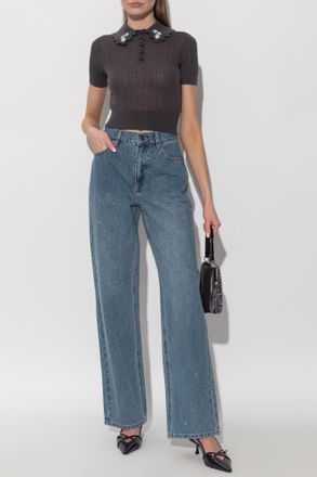 Self Portrait Jeans With Shimmering Sequins, Womens, Blue