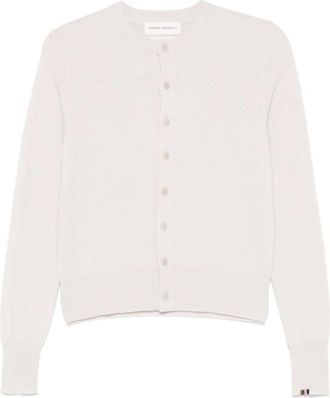 Extreme Cashmere Truien & Vesten, Dames, Wit, ONE Size, Leer, Witte Geribbelde Trui met Ronde Hals