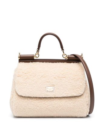 Dolce & Gabbana medium Sicily shearling tote bag - Neutrals