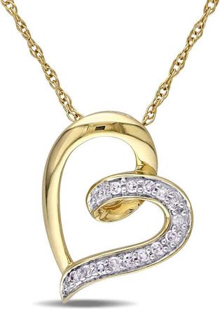 Amour Diamond Heart Pendant with Chain In 10K Yellow Gold