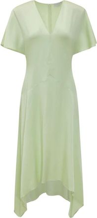 Stella McCartney Satijnen Jurk met V-hals - Dames - Casual kleedjes - Groen - M - Satijn - Kleedjes