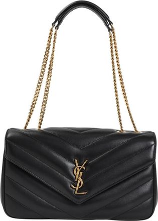 Saint Laurent Tassen, Dames, Zwart, ONE Size, Leer, Lou Lou M Matelass&eacute; leren schoudertas