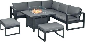 OUTSUNNY 6-Piece Garden Furniture Set with Firepit Table Outdoor Sofa Aluminium - Outsunny