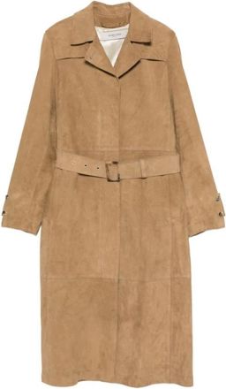 Golden Goose Cappotto con cintura - Dames - Jas met riem - Bruin - S - Leer - Jassen
