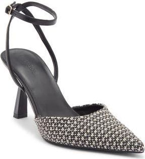 Open Edit Neesha Ankle Strap Pump in Black - White at Nordstrom Rack, Size 6.5