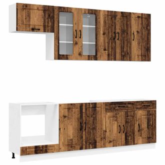 vidaXL Unidad De Cocina Kalmar 8 Uds. Madera Envejecida Vidaxl