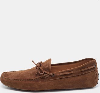Tod's Tods Brown Suede Bow Slip On Loafers