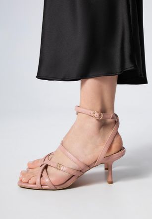 Wittchen Dames leren sandalen met bandjes op een stilettohak, stoffig roze
